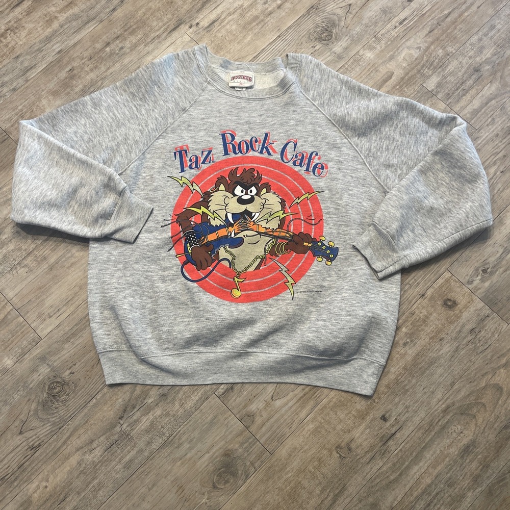 Vintage Warner Bros Taz Looney Tunes Crewneck 90s Size XL Nutmeg Mills